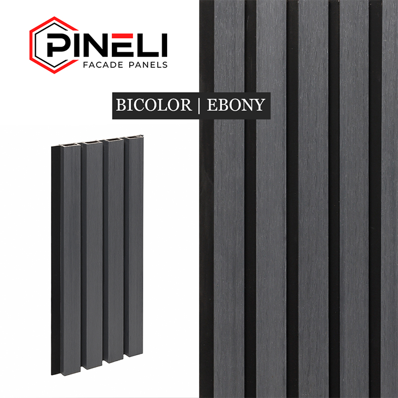 Реечная фасадная панель Pineli Bicolor, 219х26 мм, Эбен