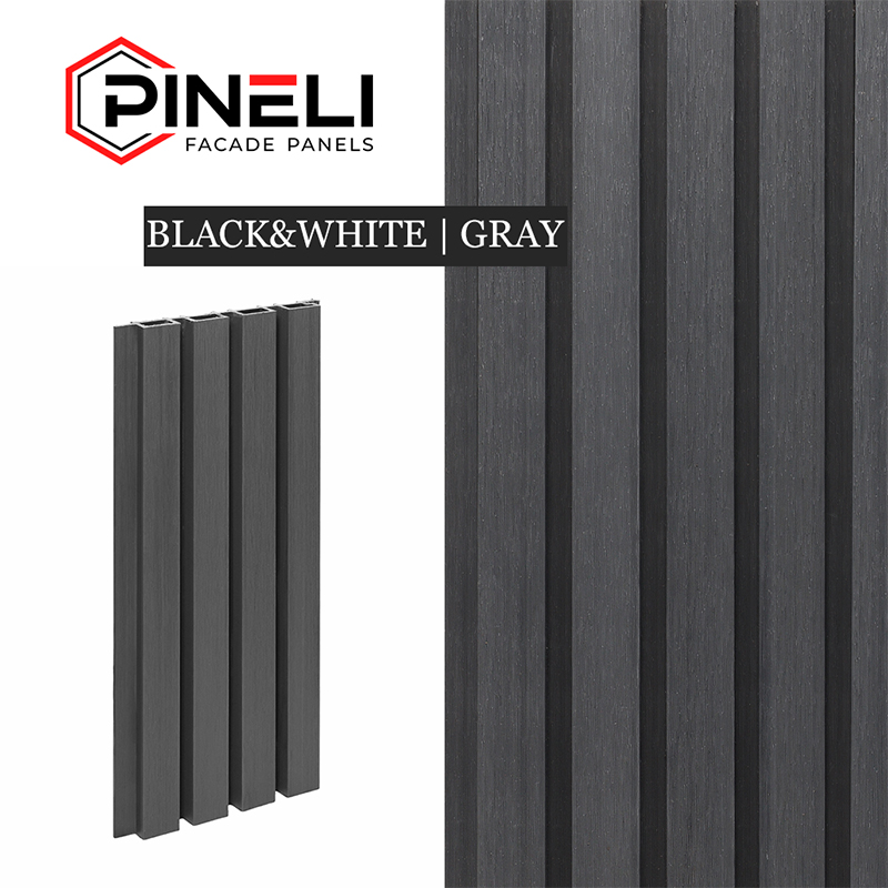 Реечная фасадная панель Pineli, 219х26 мм, Серый