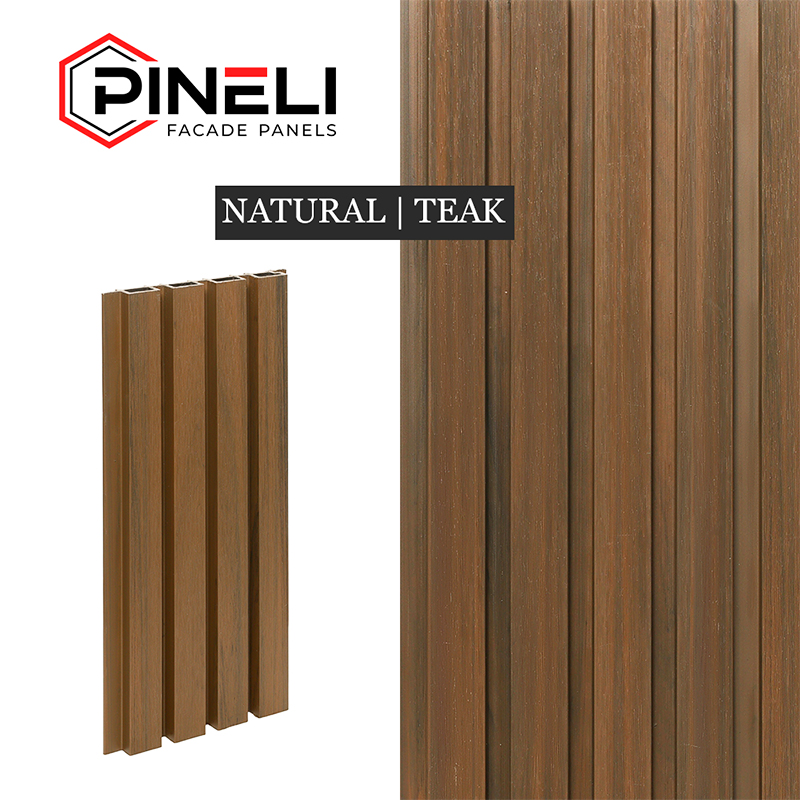 Реечная фасадная панель Pineli Natural, 219х26 мм, Тик